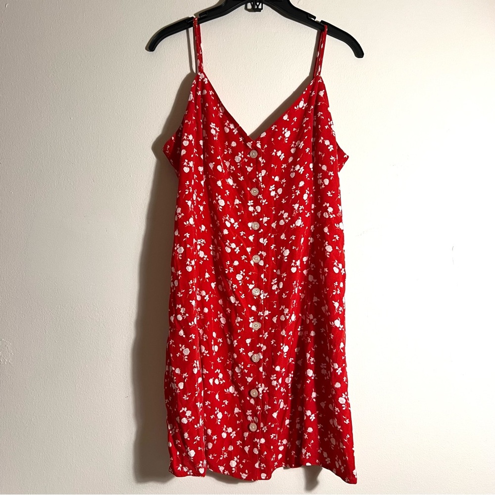 Rouje paris red floral dress button down size 42/10